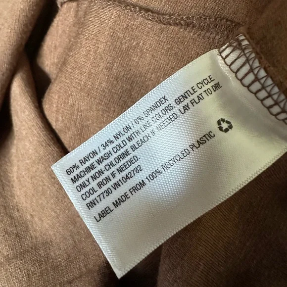 Prologue Midi Dress Buttery Jersey Dolman Sleeve Elastic Waist Heather Camel LG - Picture 9 of 12